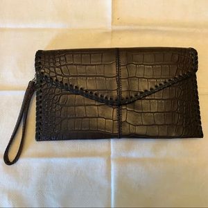 Chico’s branded mega alligator clutch new
